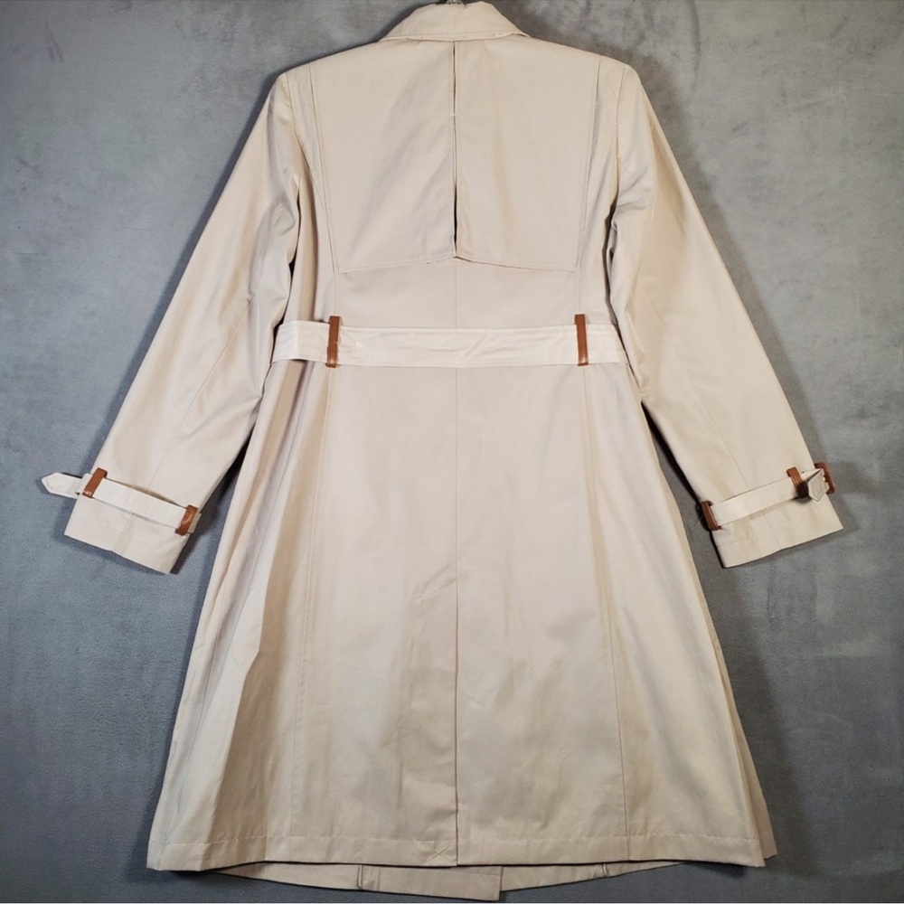 Lauren Ralph Lauren Trench Coat Womens L Beige Double Breasted Belted Preppy - Picture 2 of 8